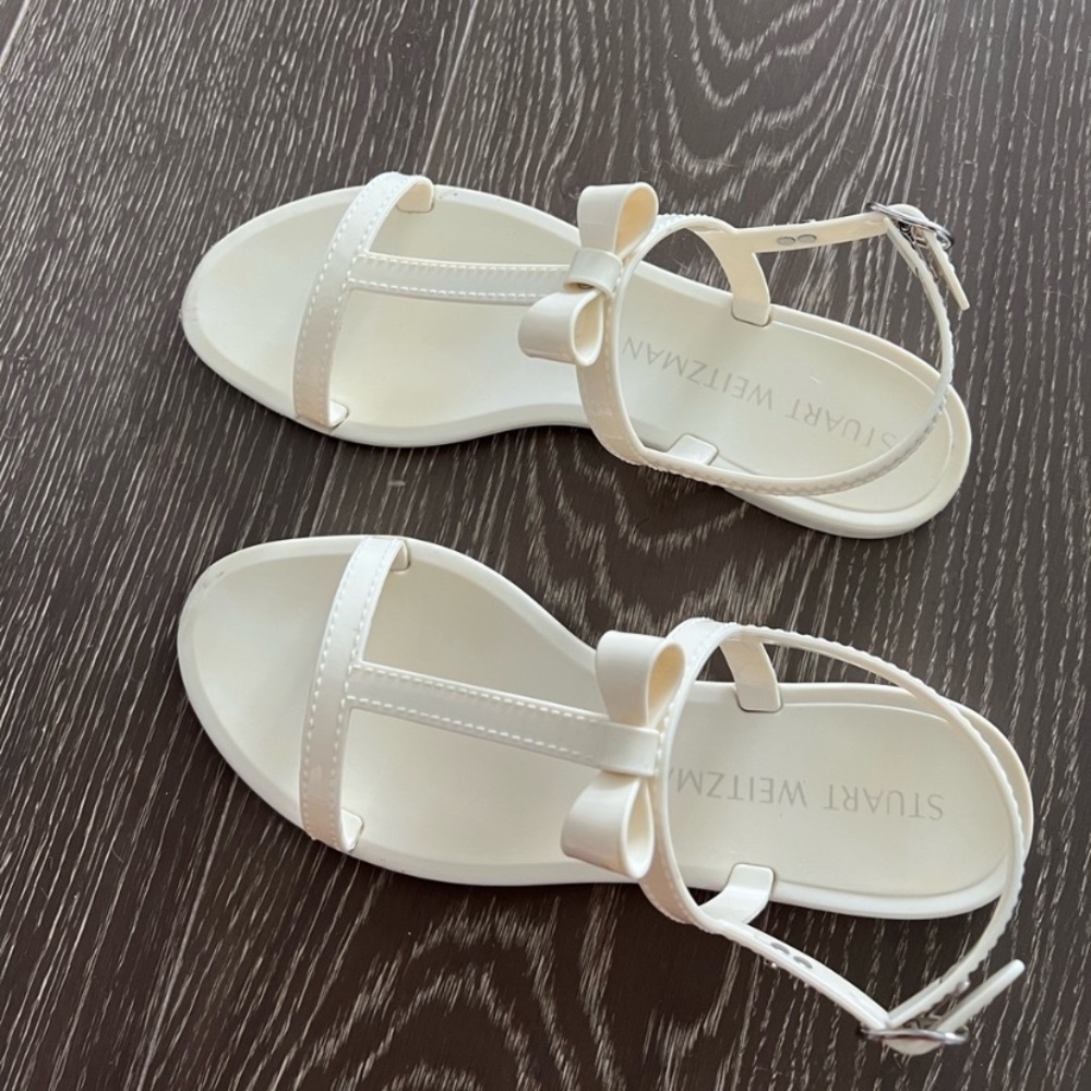 SW white bow sandals